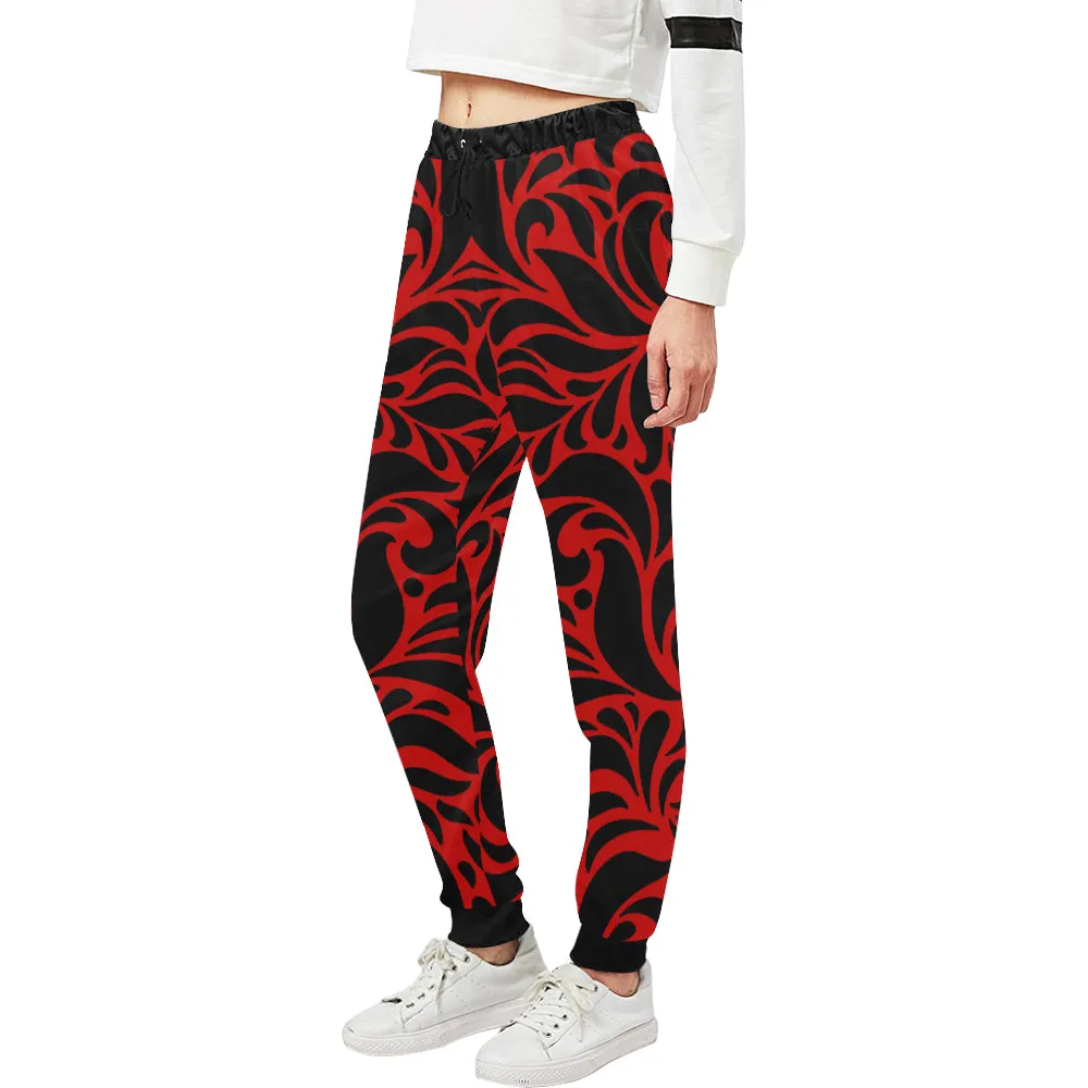 GORGIOUS LEAF RED Women's All Over Print Sweatpants