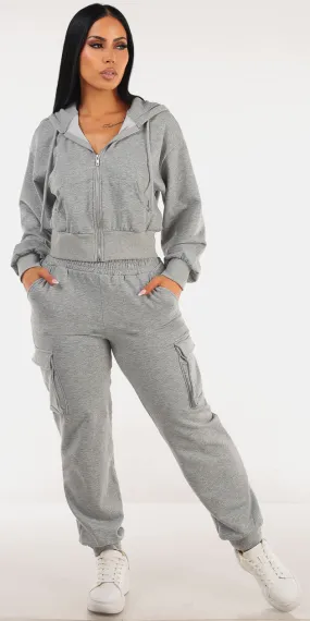 Grey Zip Up Sweatpants Combo