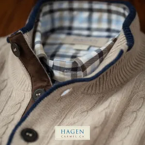 Hagen Button Mock Cable Sweater