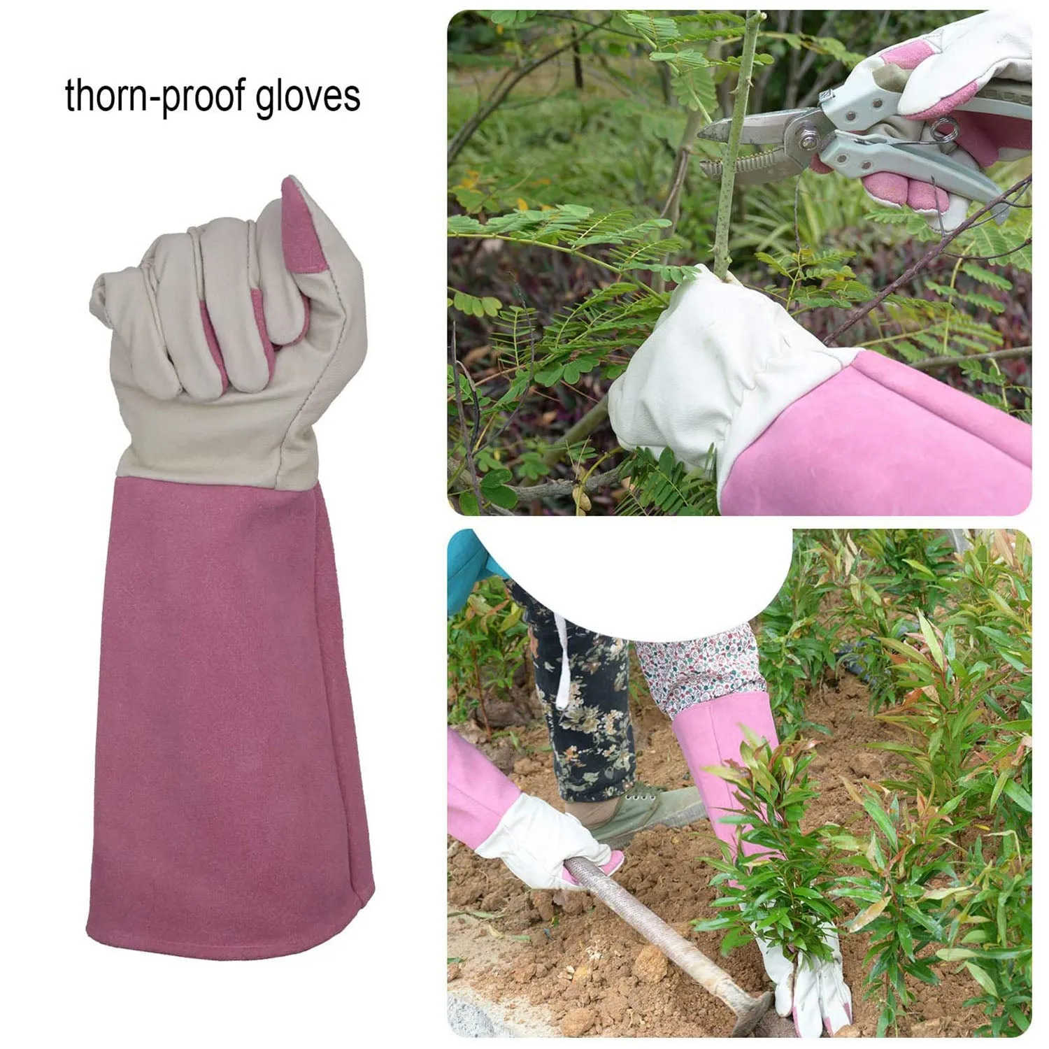 Handlandy Wholesale Women Gardening Gloves Pigskin Leather Long Gauntlet 1601 (36/72/120 Pairs)