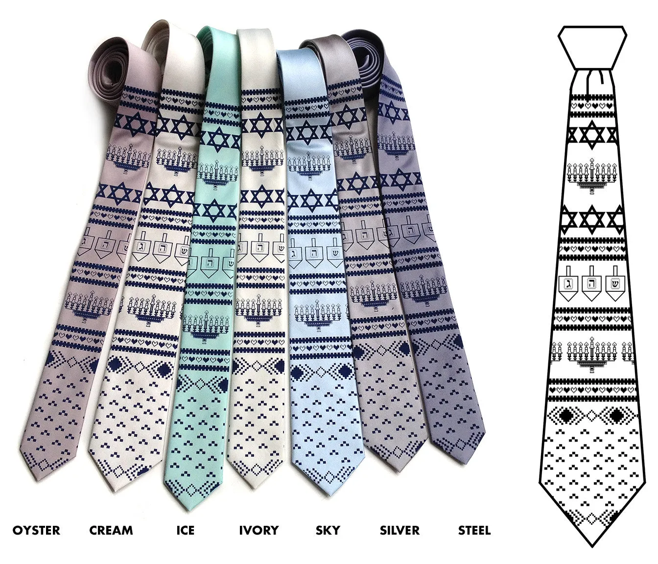 Hanukkah Necktie. Ugly Hanukkah Sweater tie