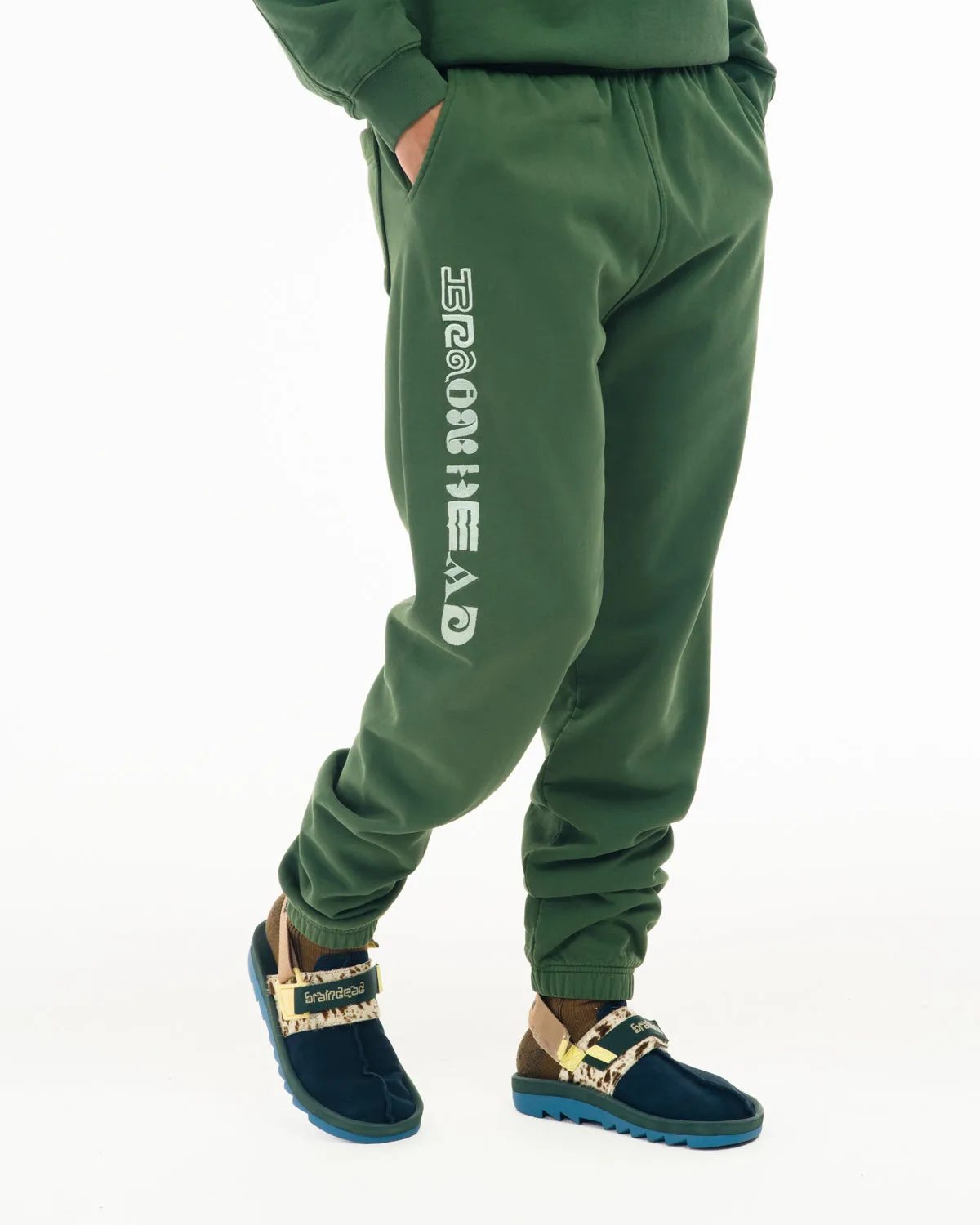 Heavyweight Embroidered Sweatpants - Green