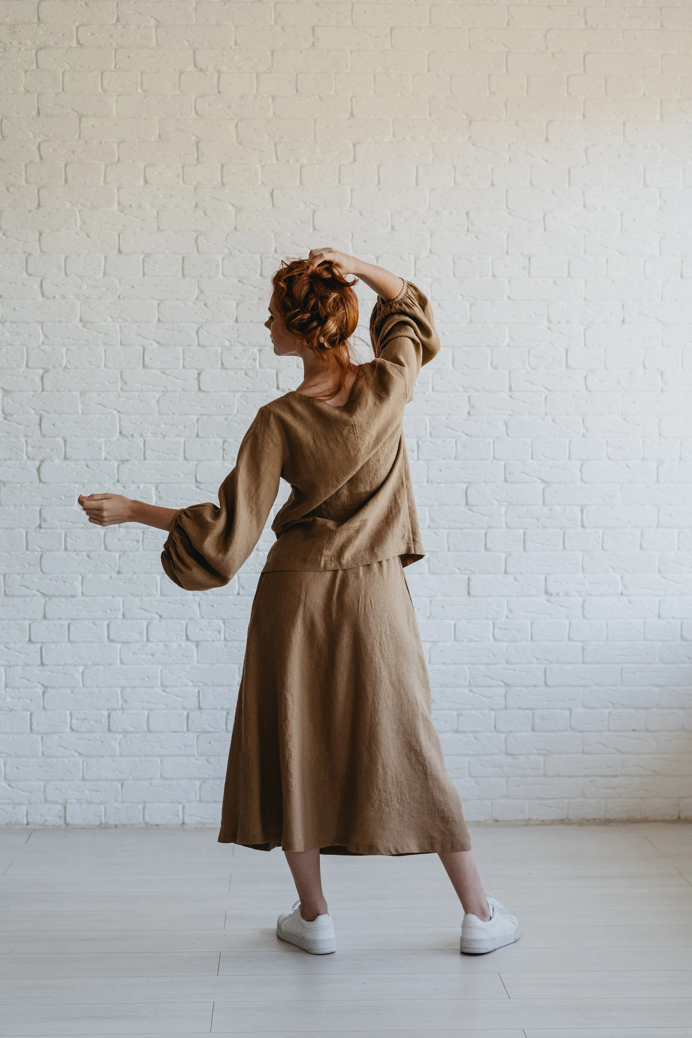 Heavyweight Linen Skirt with Pockets