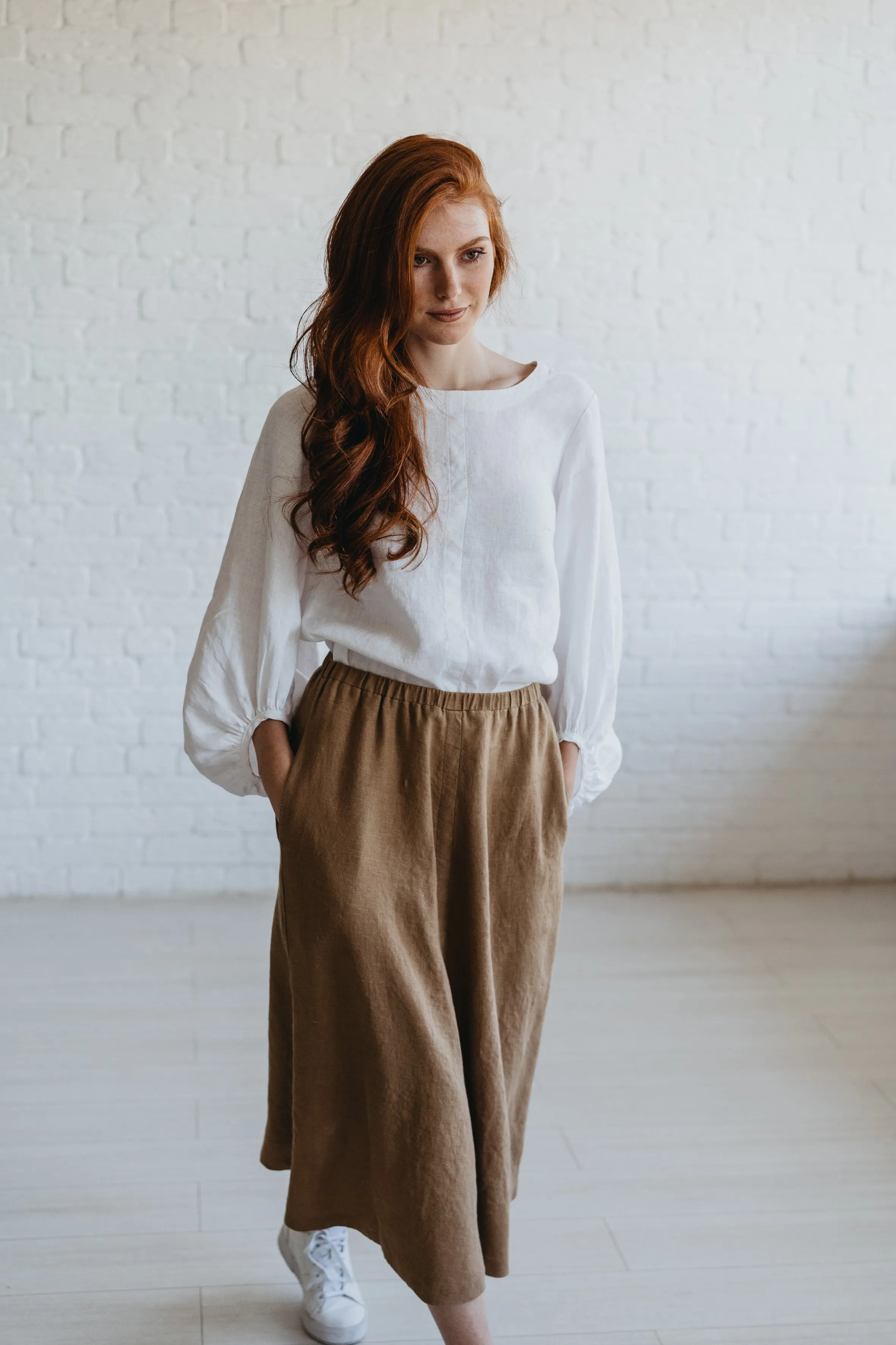 Heavyweight Linen Skirt with Pockets