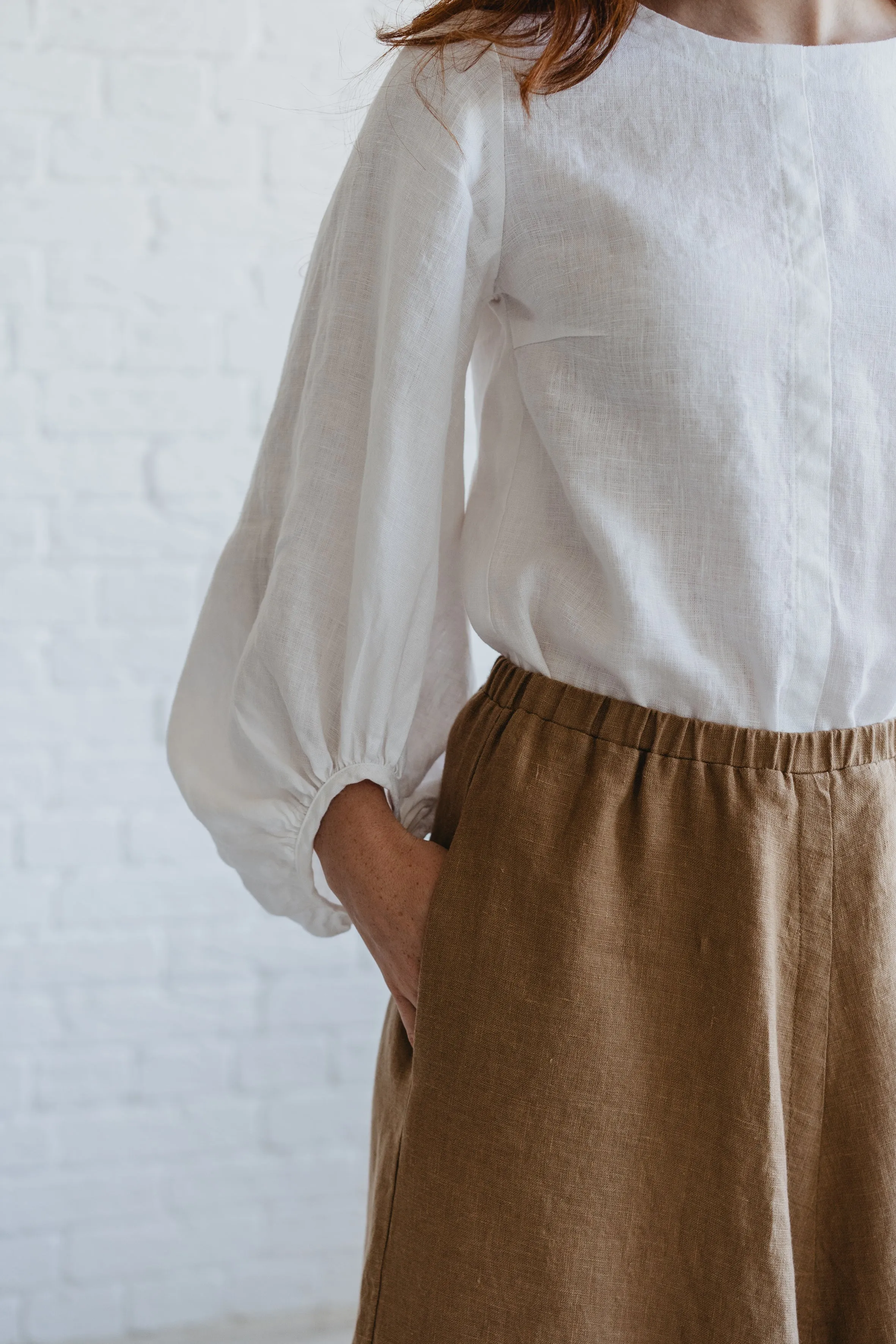 Heavyweight Linen Skirt with Pockets