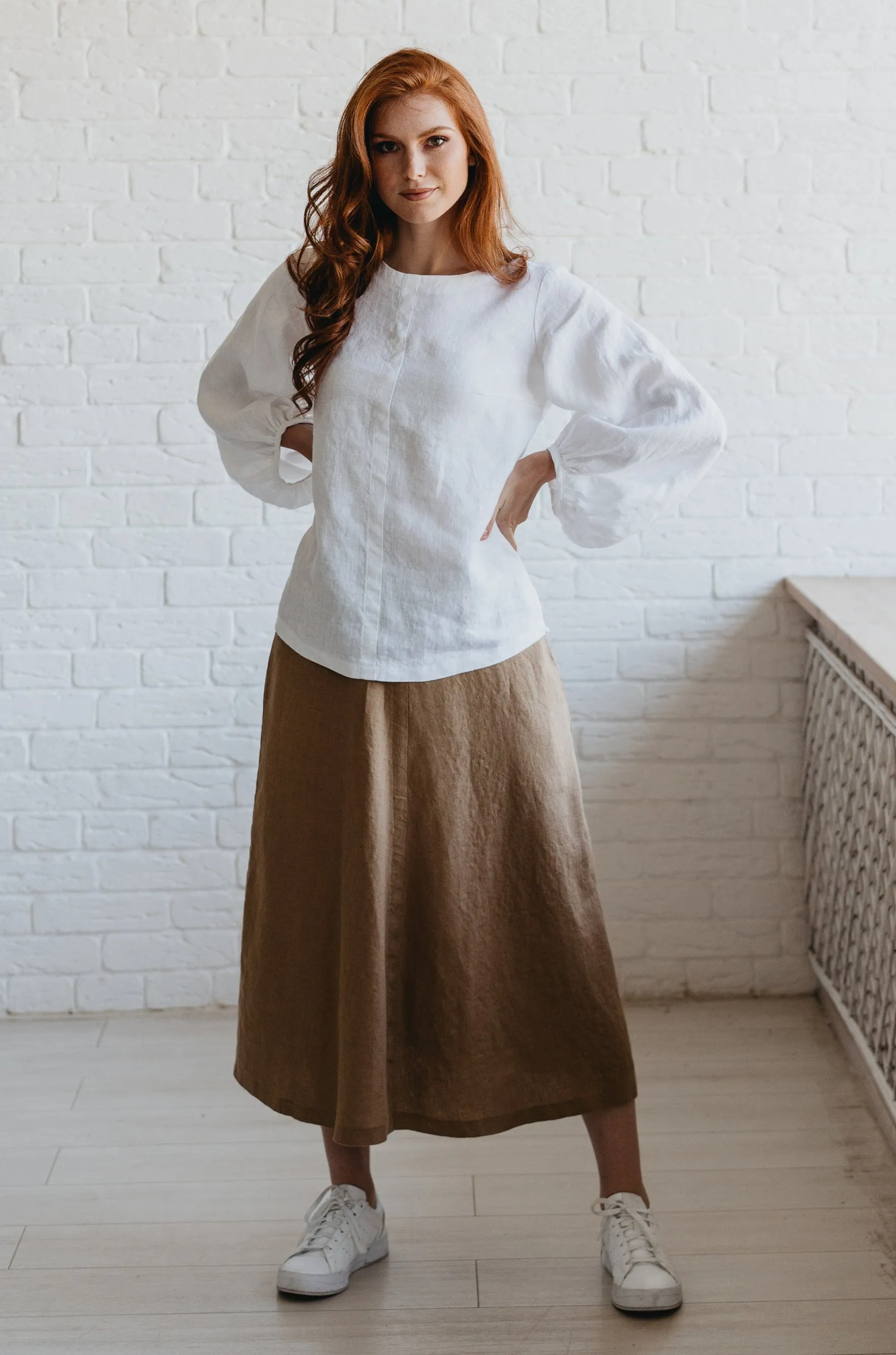 Heavyweight Linen Skirt with Pockets