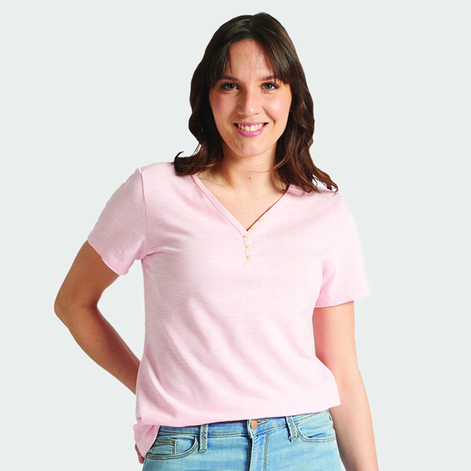 Henley T-Shirt - Pink