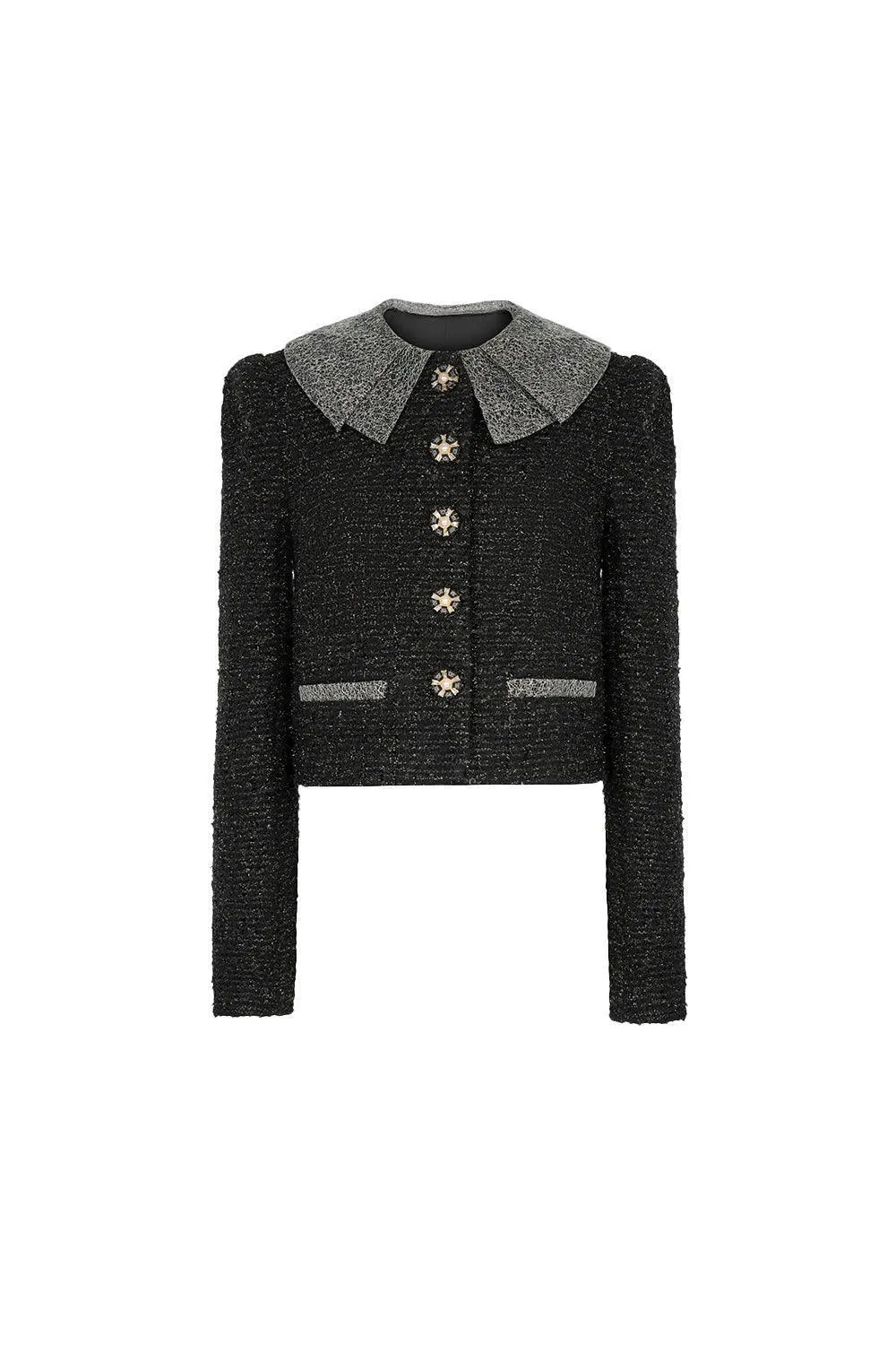 Hestia Cropped Button Tweed Jacket