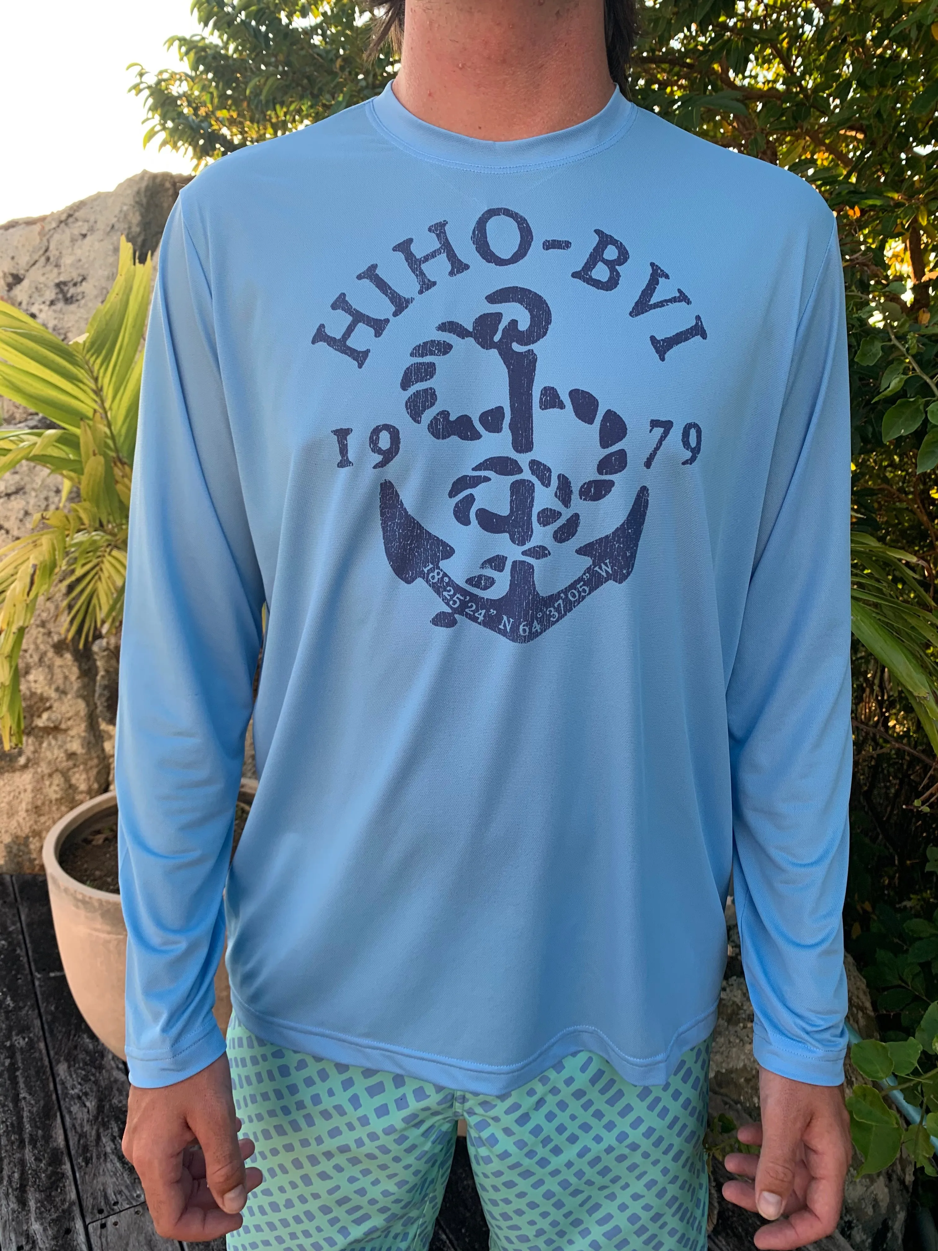 HIHO-BVI Anchor UPF50 shirt - Ocean Blue