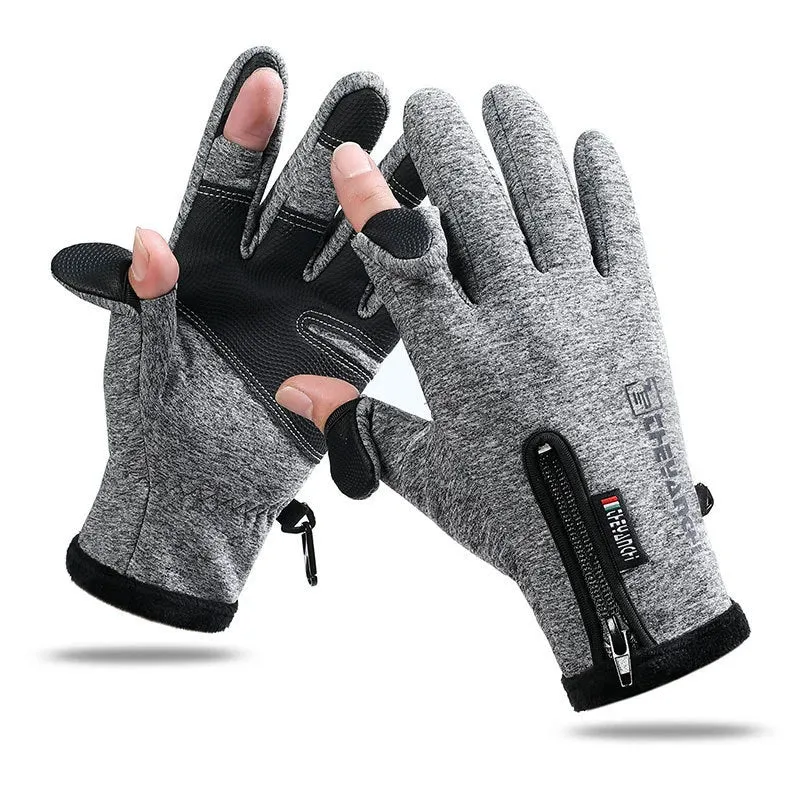 Insulated Fishing Gloves 2-Finger Flip Gloves Non-Slip Waterproof