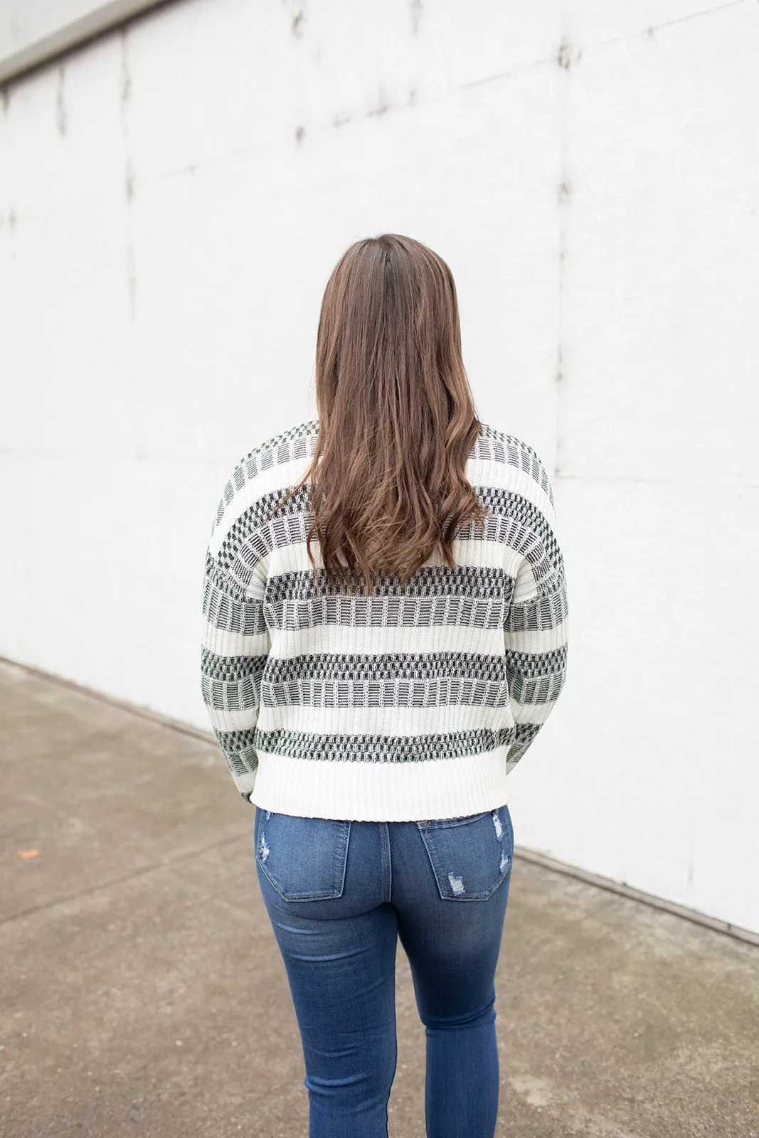 Ivory & Olive Striped Knit Long Sleeve