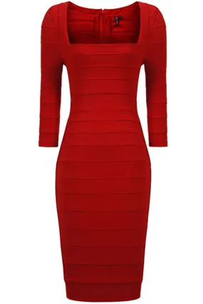 Ketty More Women Fit Bodycon Hot Square Neck Dress-KMWD402