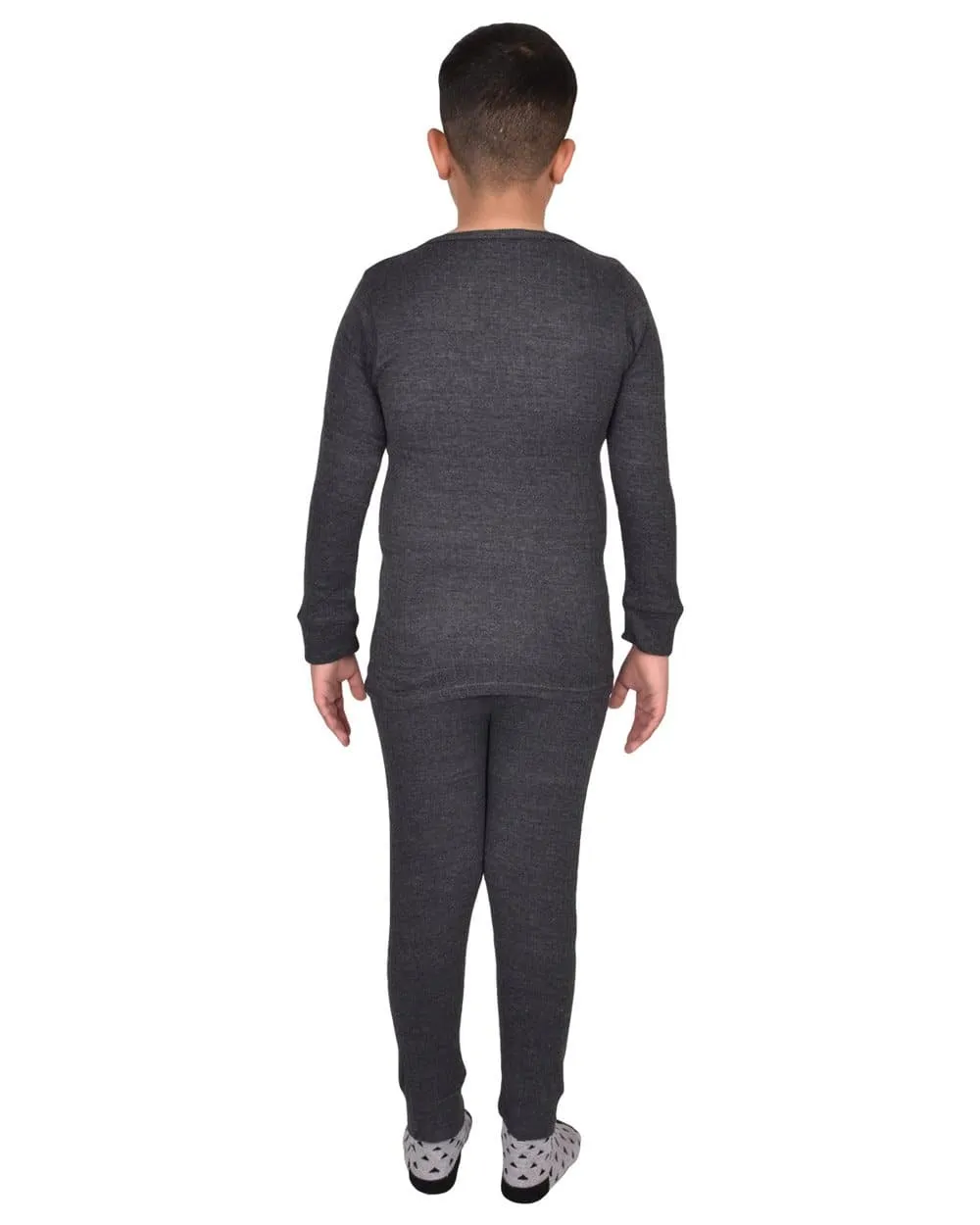 Kids Charcoal Long Sleeve Thermal Underwear Set