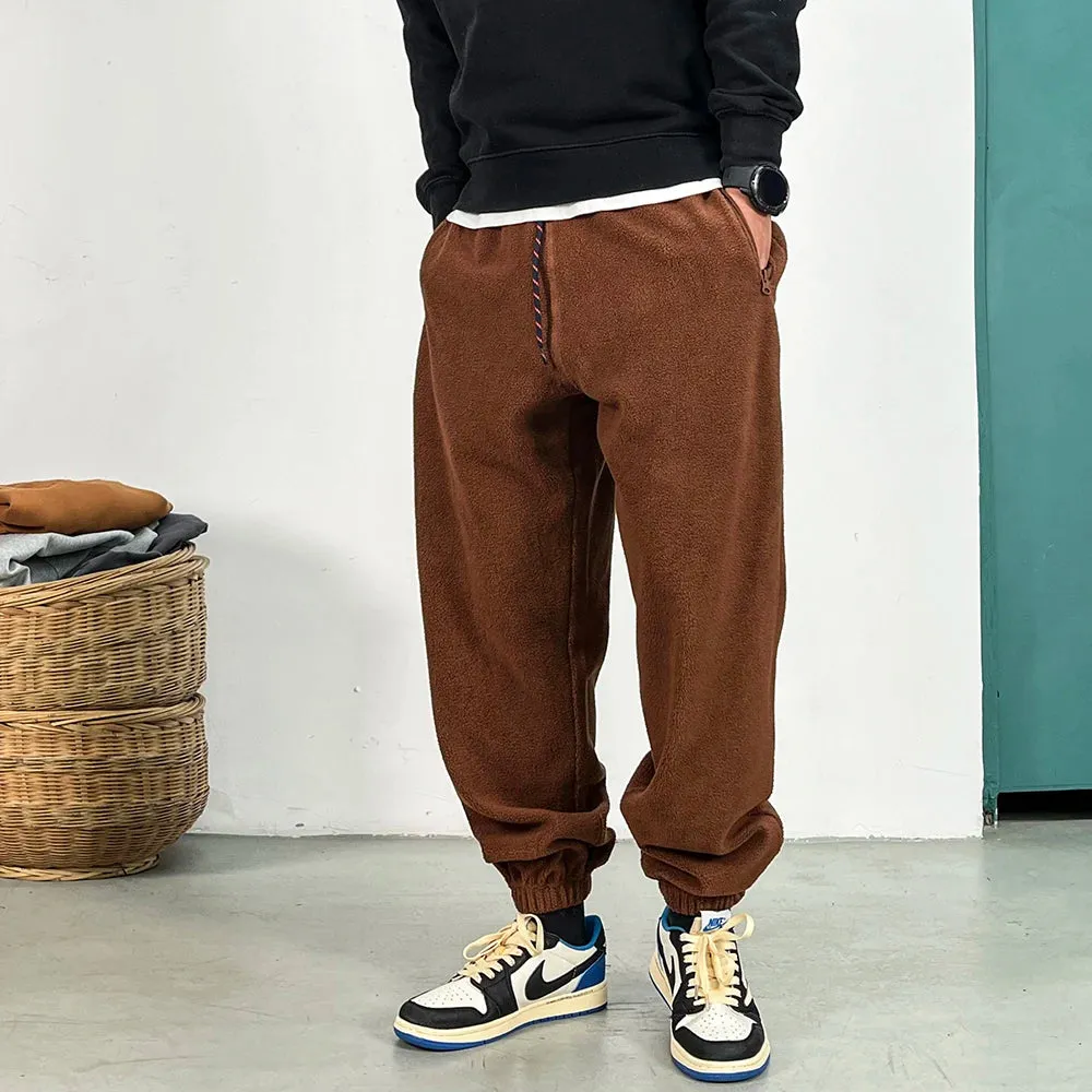 Korean Fleece Sweatpants Casual Brushed Pants Streetwear Jogging Men Trendy Joggers