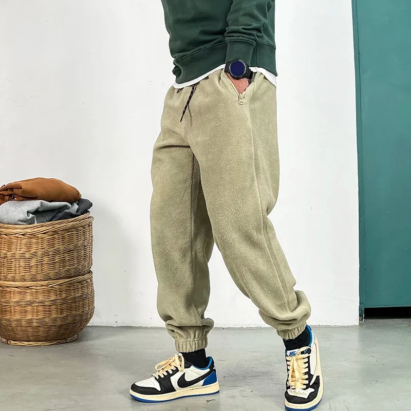 Korean Fleece Sweatpants Casual Brushed Pants Streetwear Jogging Men Trendy Joggers