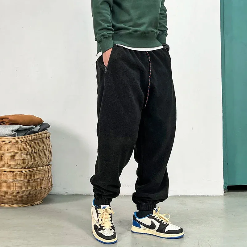 Korean Fleece Sweatpants Casual Brushed Pants Streetwear Jogging Men Trendy Joggers