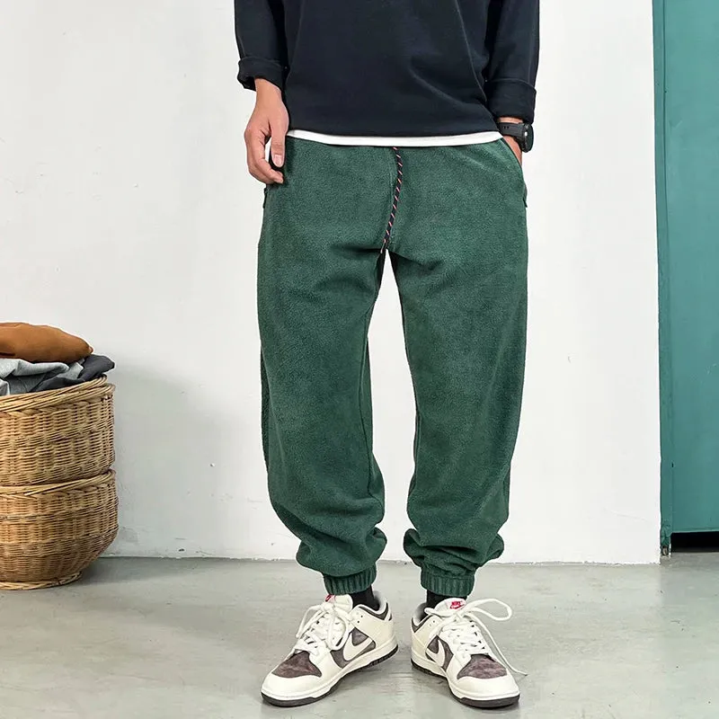 Korean Fleece Sweatpants Casual Brushed Pants Streetwear Jogging Men Trendy Joggers