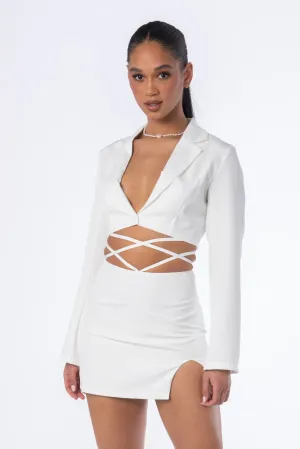 La Femme Cropped Blazer White