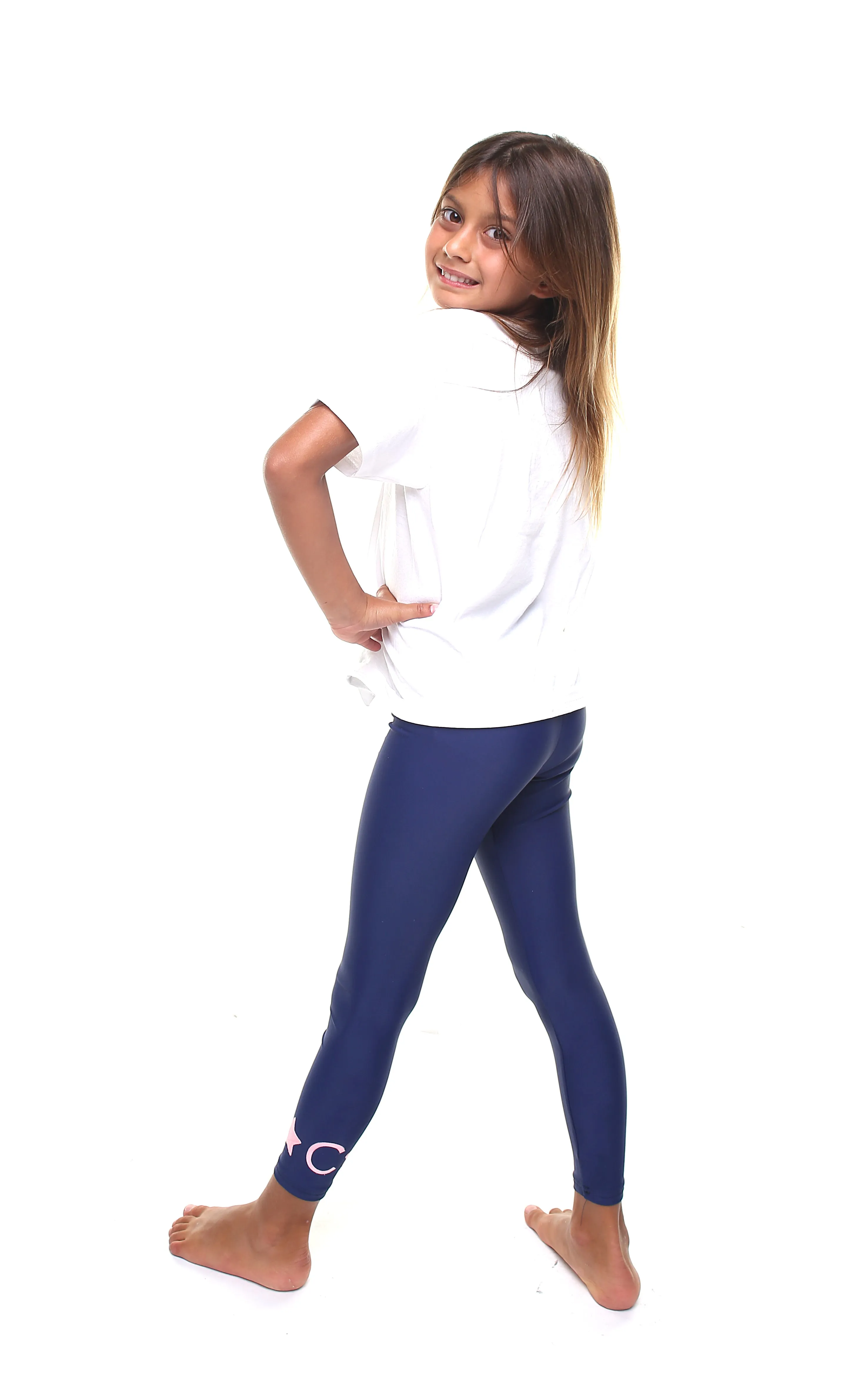 Leggings Bambina personalizzato con due stelle ed una lettera applicata sulla caviglia