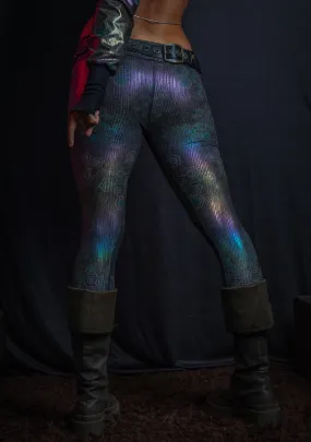 Leggings Woman Capri / Holographic Rainbow Dots Flatrib - MYCELIUM