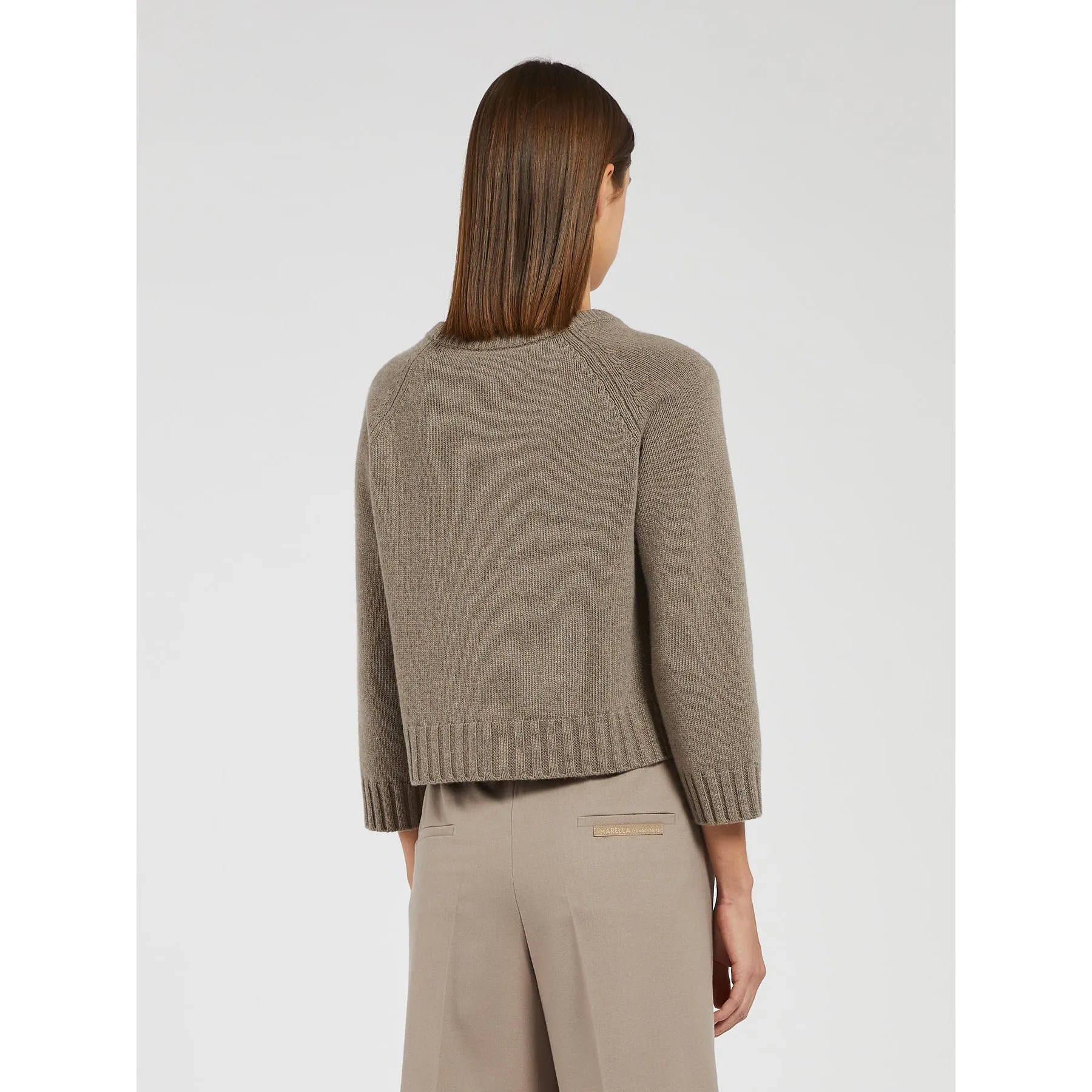 LEIDA Cashmere Wool Mix Crop Jumper Mink