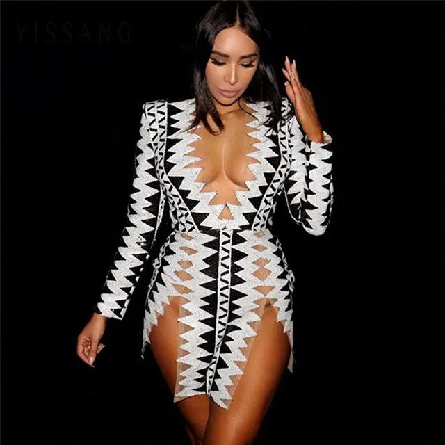 “Lifestyle” couture high split bodycon dress