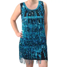 Light Blue Sequin Flapper - Hire