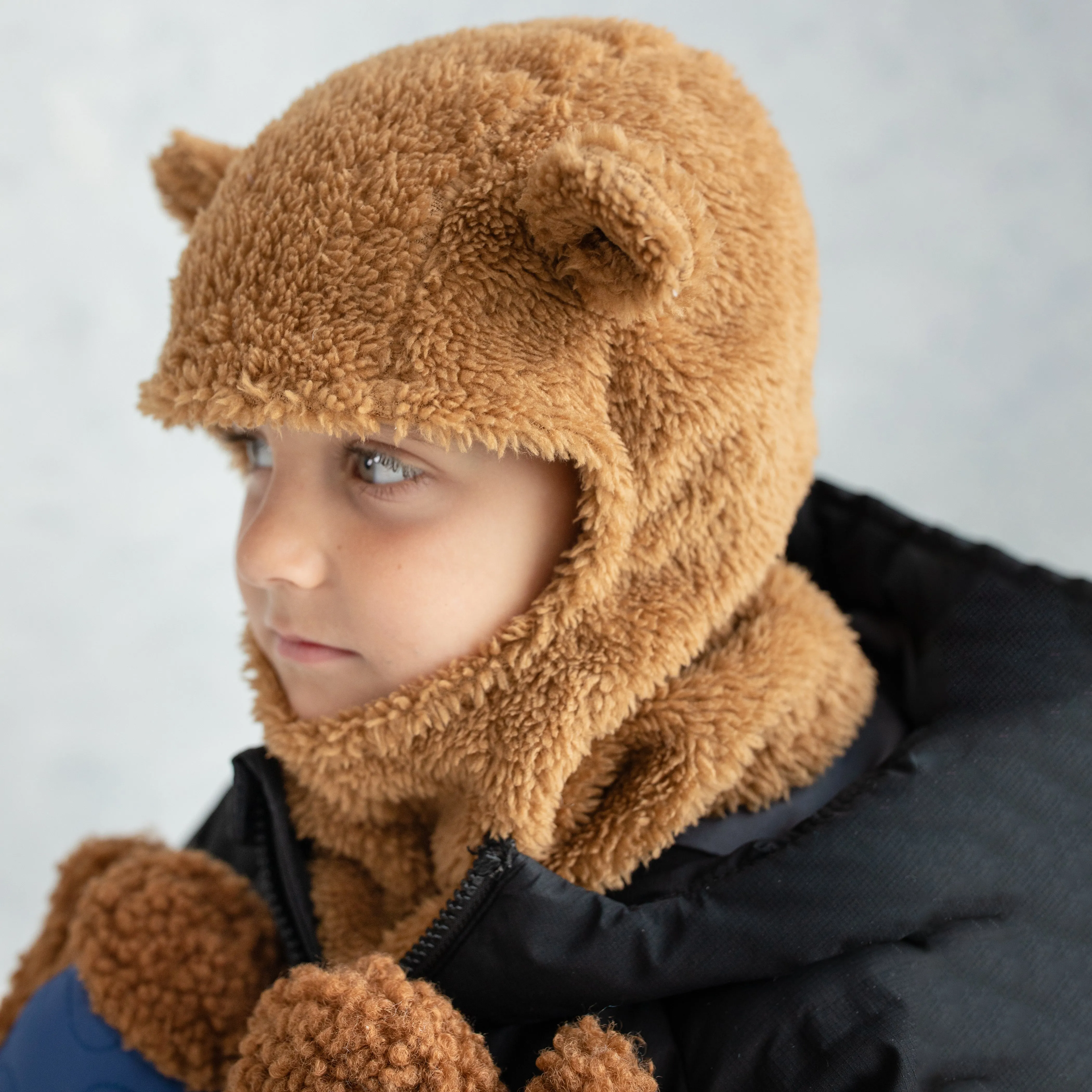 Little Boy's Camel Plush Bear Ears Balaclava