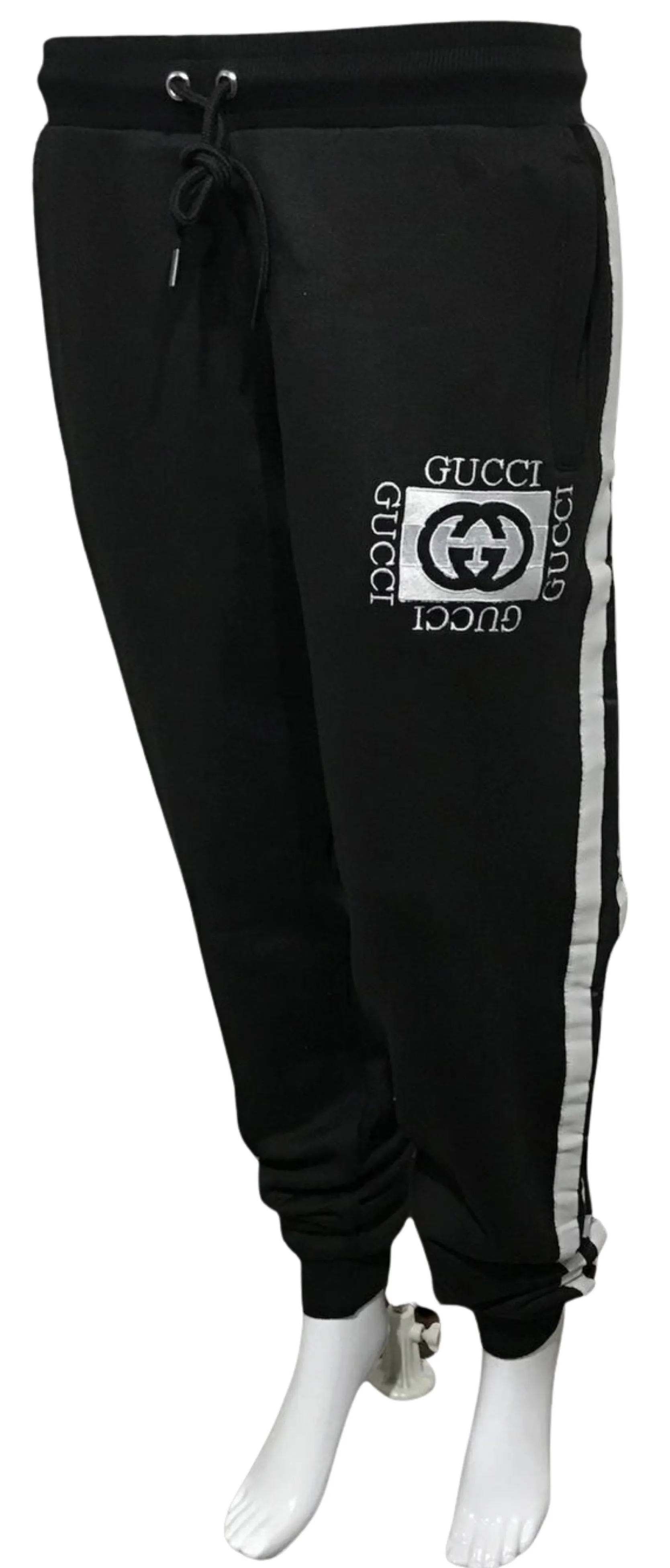 ^LUXURY^ (BLACK) ITALIAN EMBROIDERED JOGGER SWEATPANTS