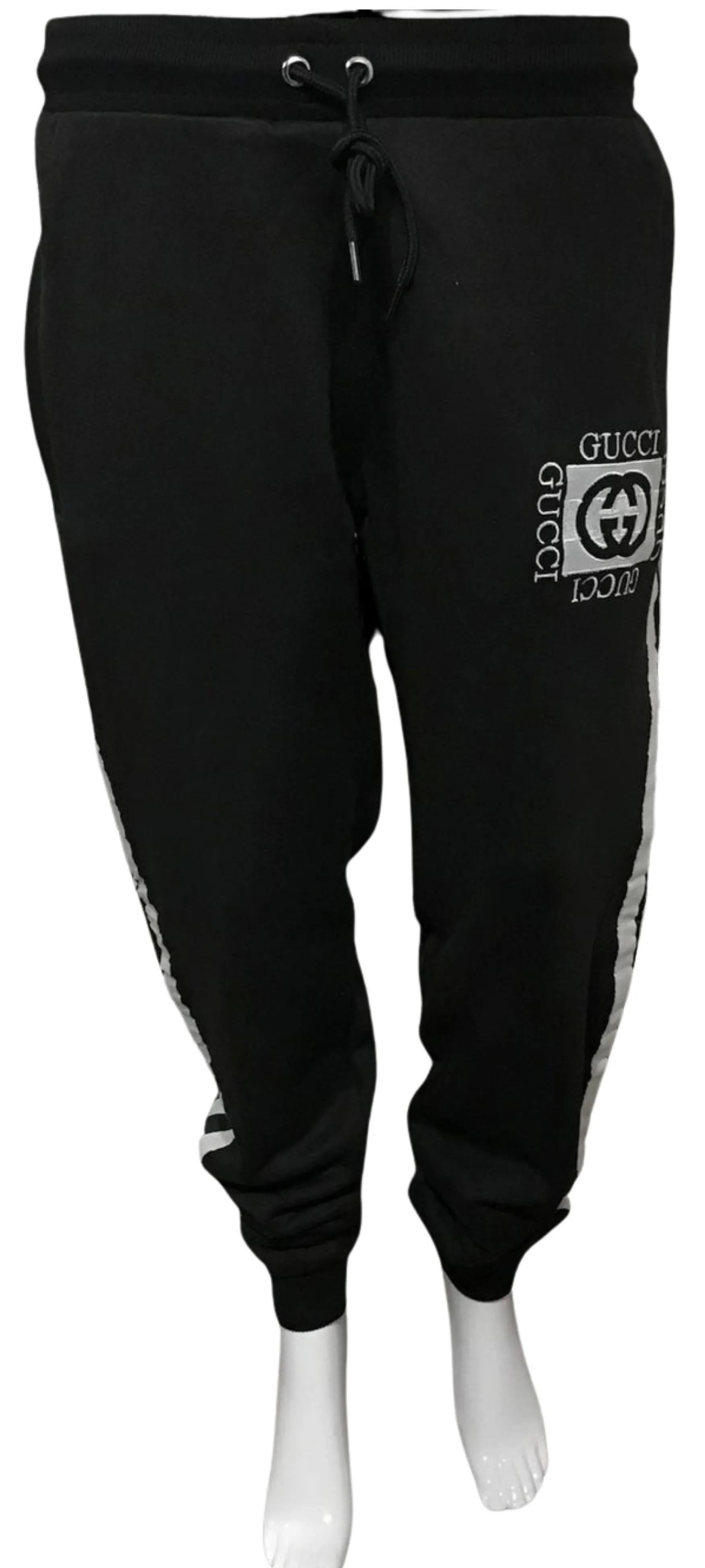 ^LUXURY^ (BLACK) ITALIAN EMBROIDERED JOGGER SWEATPANTS