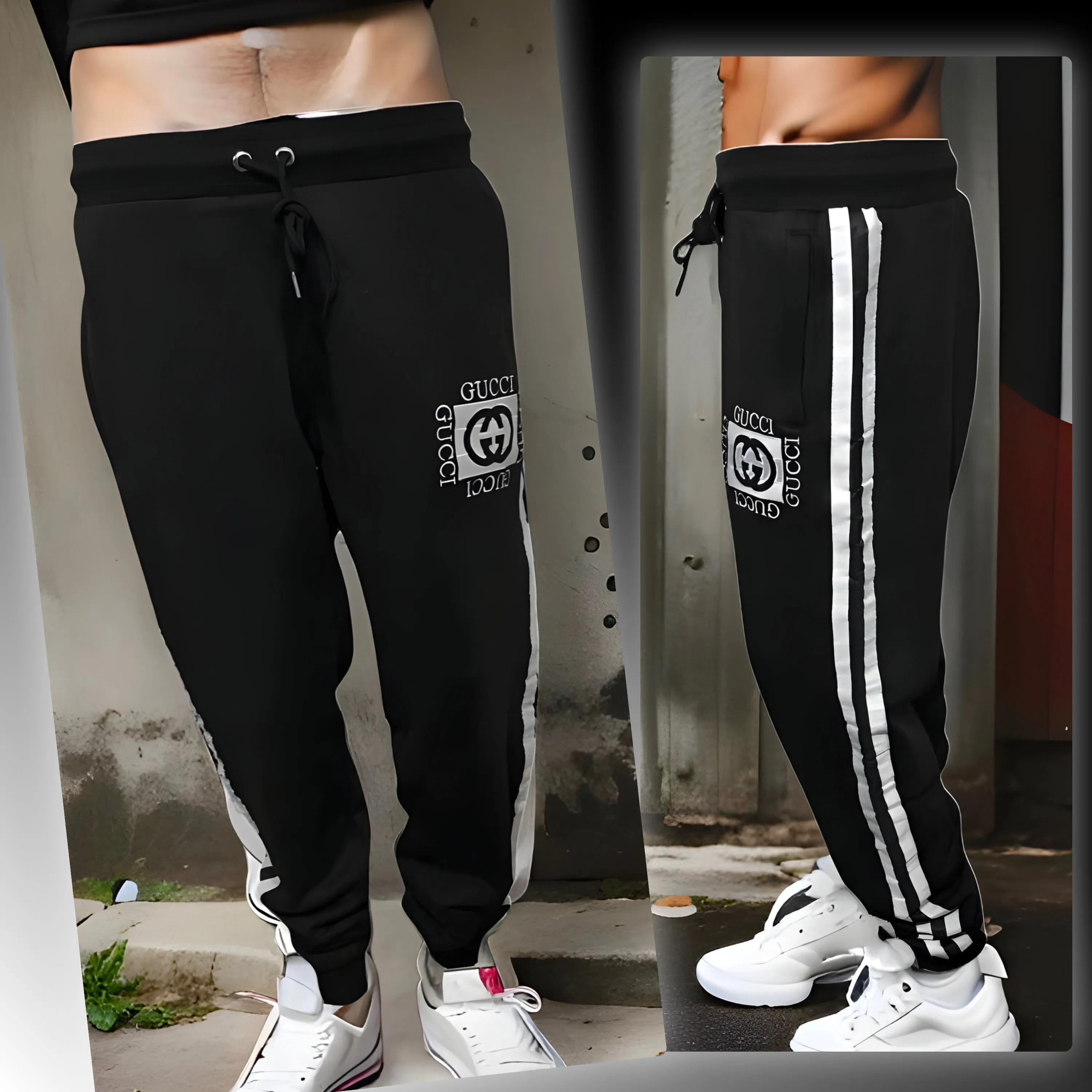 ^LUXURY^ (BLACK) ITALIAN EMBROIDERED JOGGER SWEATPANTS