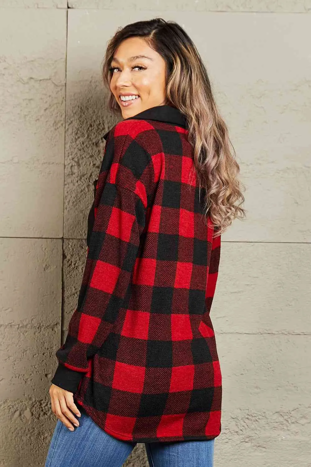 Make It Last Full Size Contrast Plaid Shacket