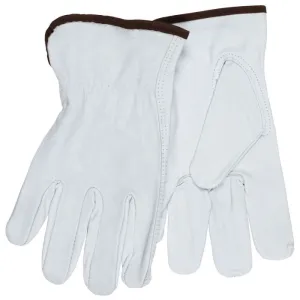 MCR Safety 36133XL CV Grade Grain Goatskin Leather Drivers Work Gloves, White, X-Large, 1 Dozen