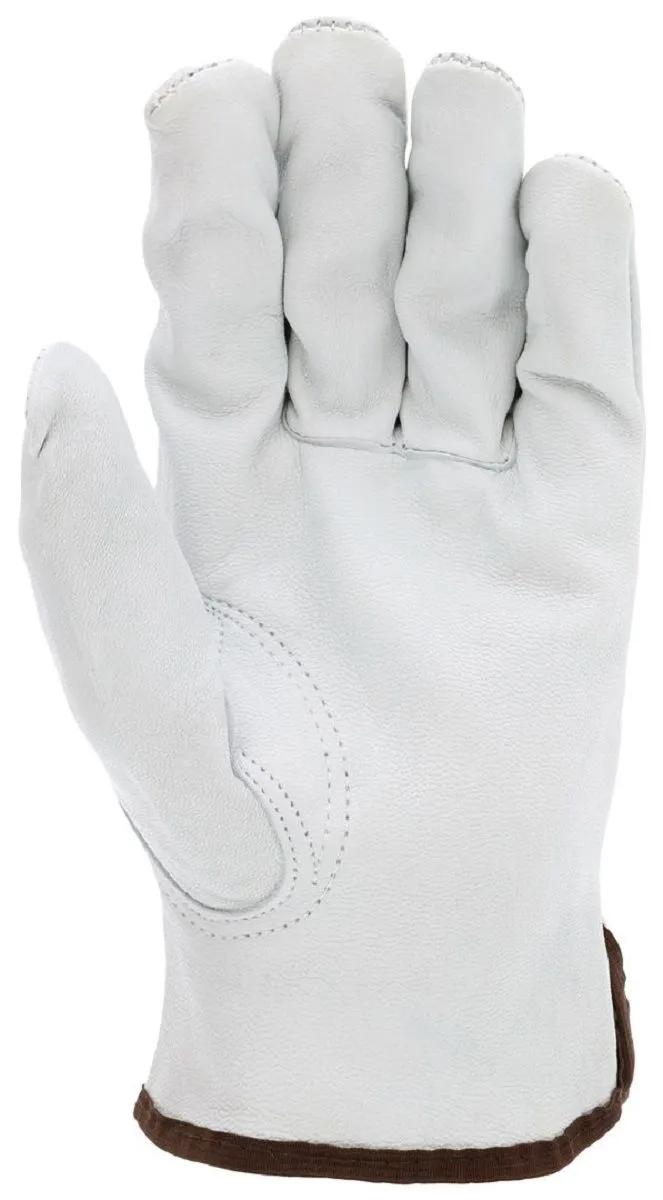 MCR Safety 36133XL CV Grade Grain Goatskin Leather Drivers Work Gloves, White, X-Large, 1 Dozen
