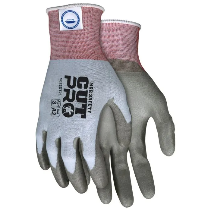 MCR Safety CutPro 9672DT2 18 Gauge Dyneema Shell, PU Coated Work Gloves, Blue, 1 Pair