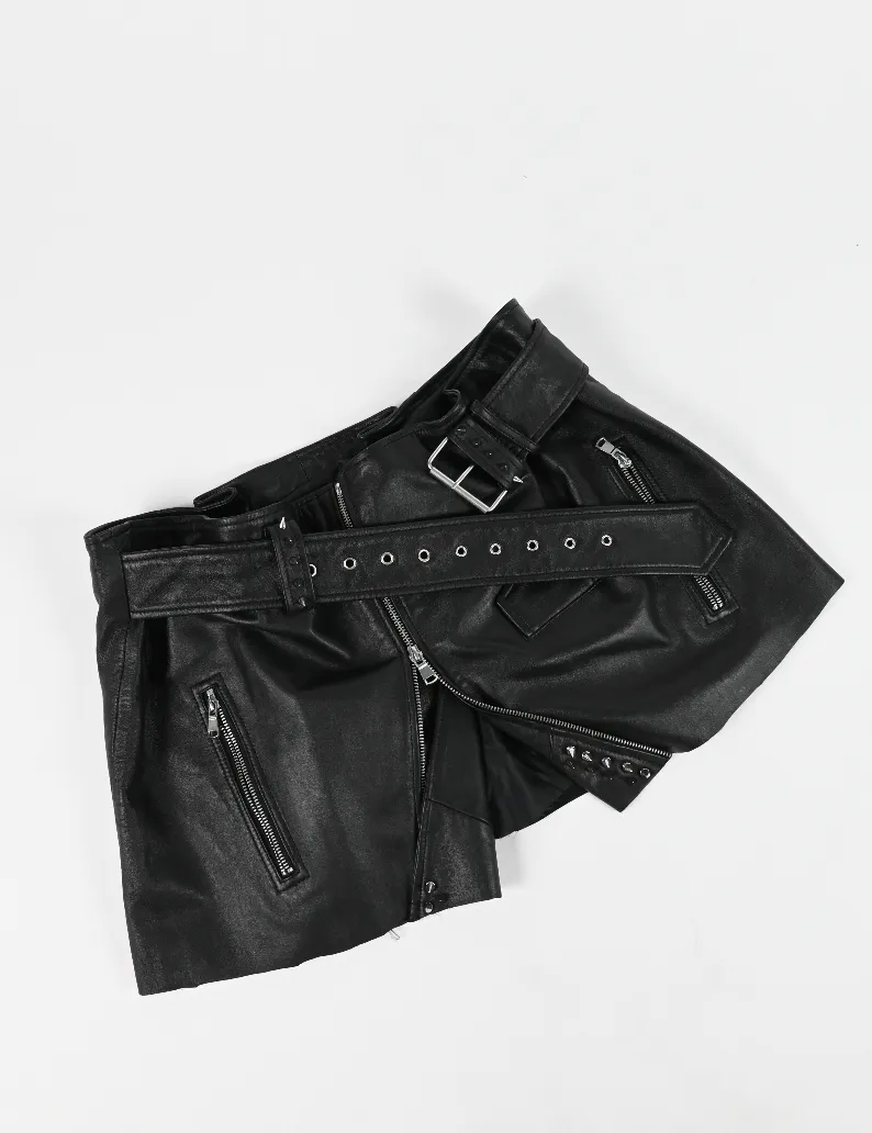 ME TO YOU Leather safety pin skirt