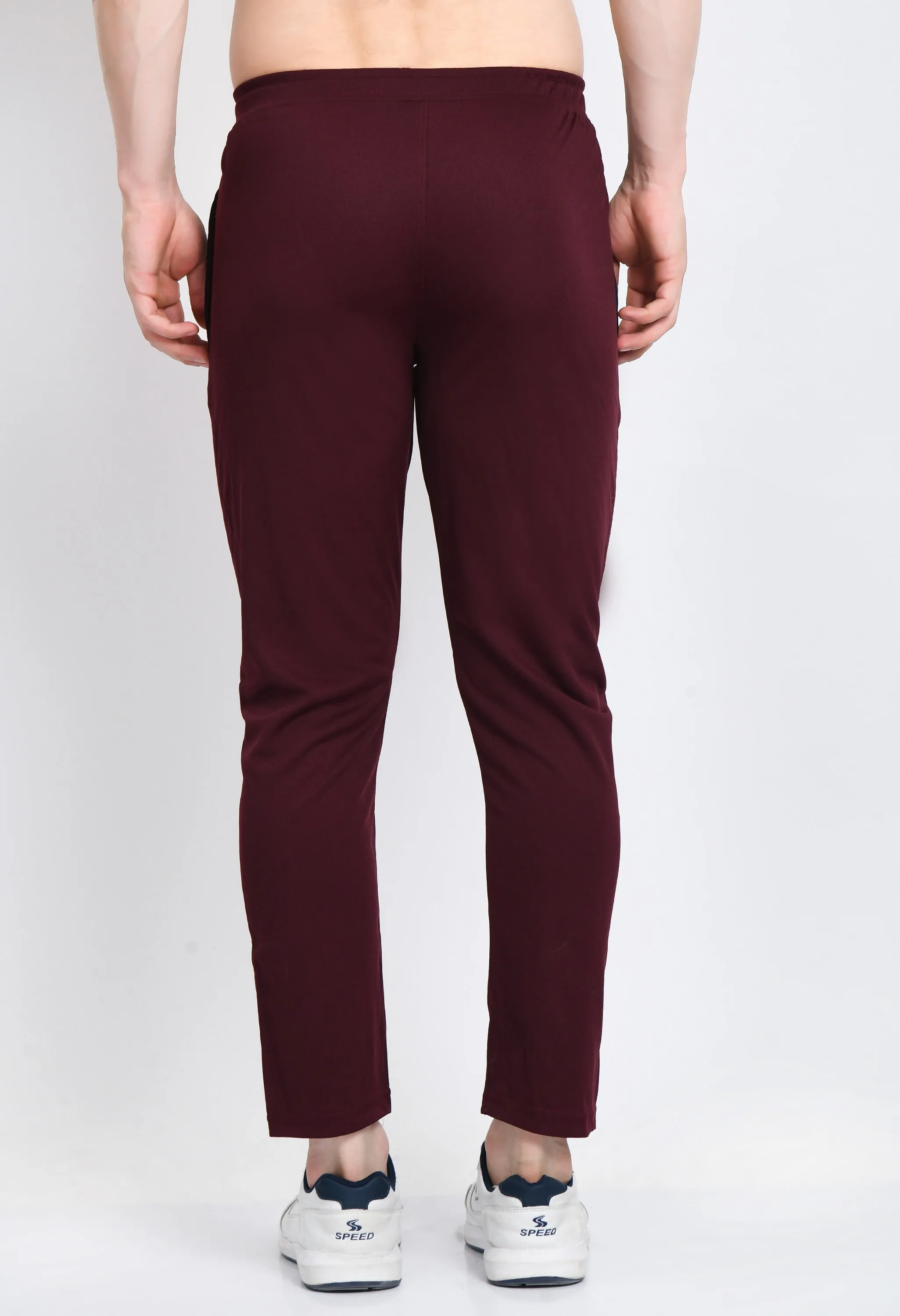 Men Colorblock Maroon Sports Track Pants (Pack of 1)