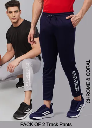 Men Printed Grey/Dark Blue Night Track Pants (Pack of 2)