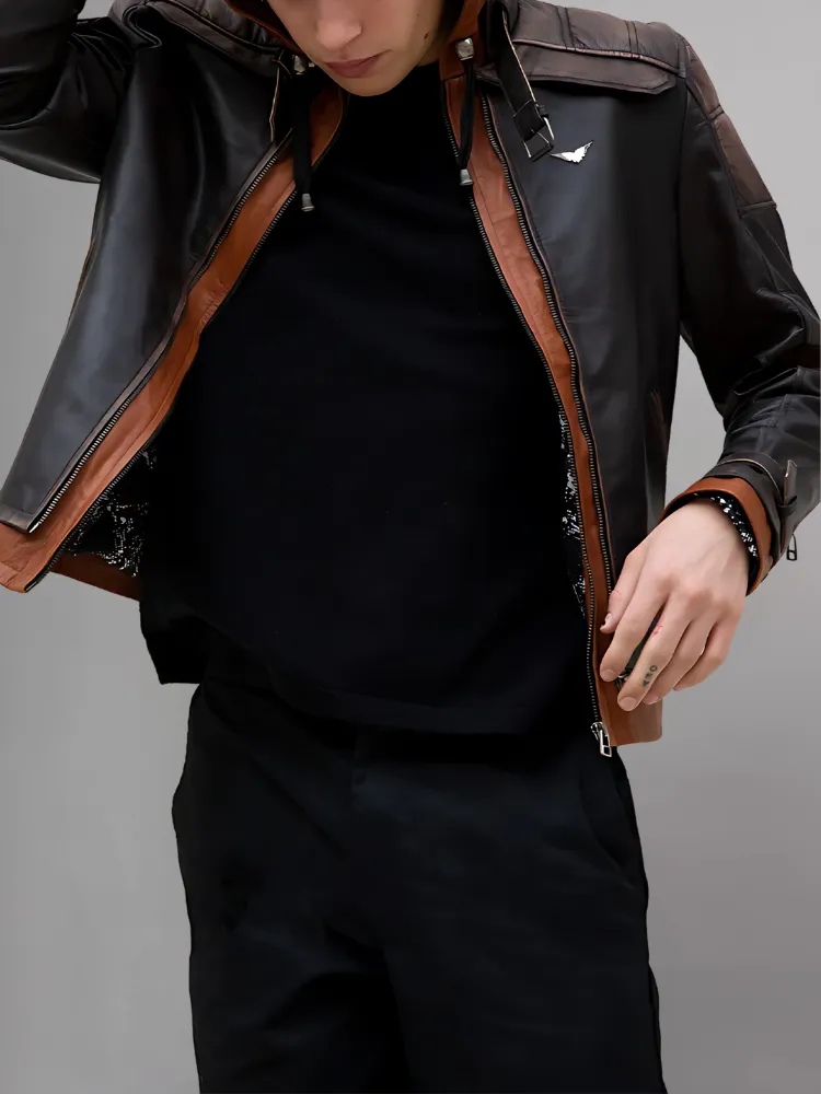 Mens Black Hooded Leather Jacket Limited Edition