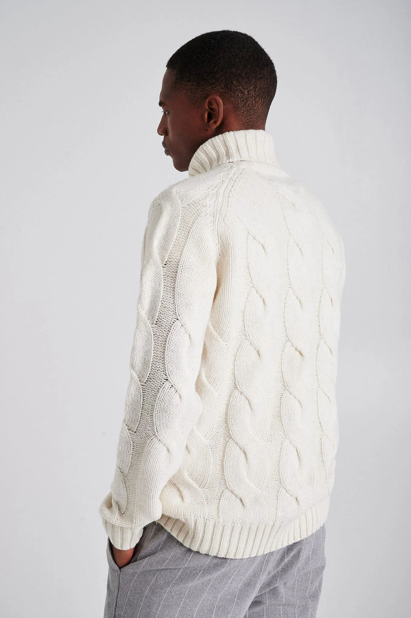 Men's chunky cable turtleneck sweater