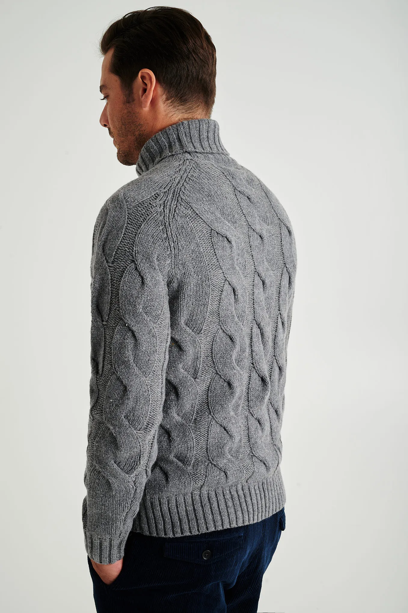 Men's chunky cable turtleneck sweater