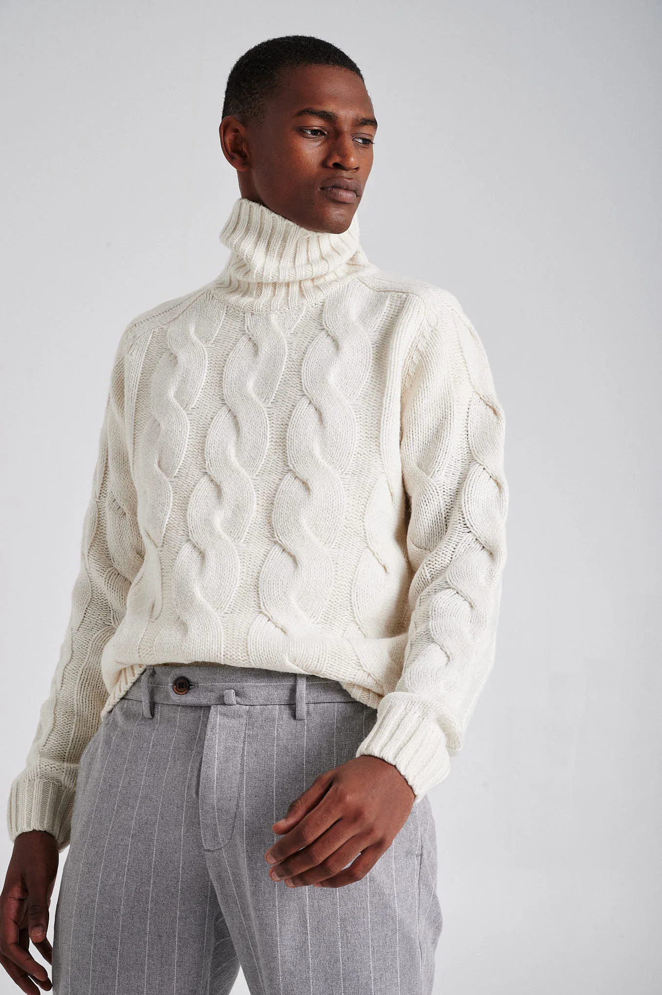 Men's chunky cable turtleneck sweater