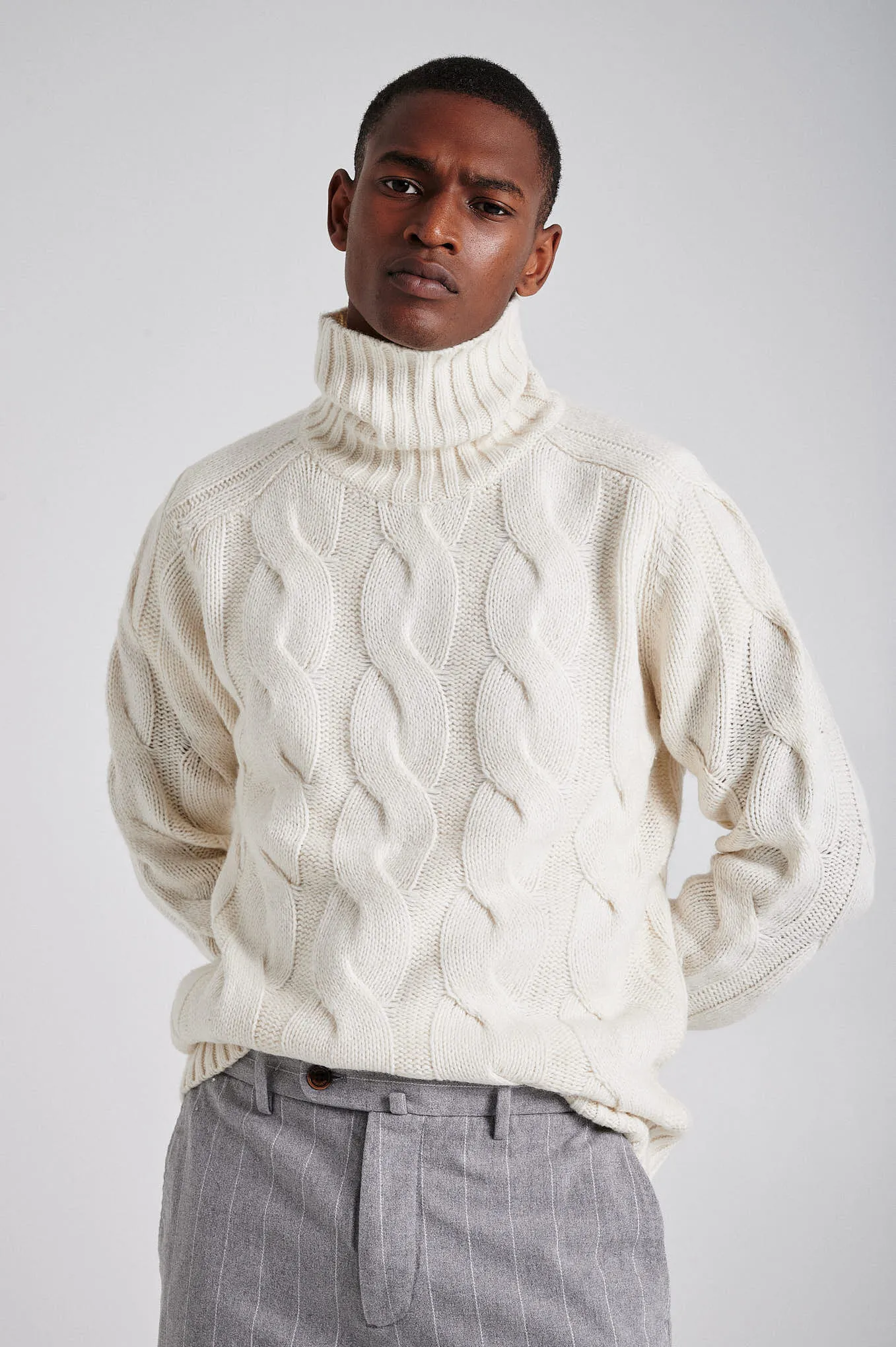 Men's chunky cable turtleneck sweater