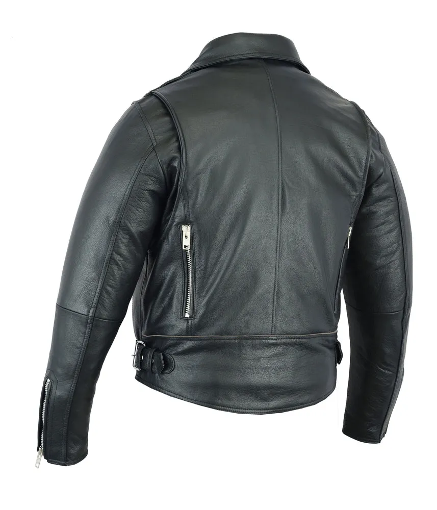 Men's Classic Beltless Biker Leather Jacket