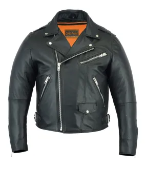 Men's Classic Beltless Biker Leather Jacket