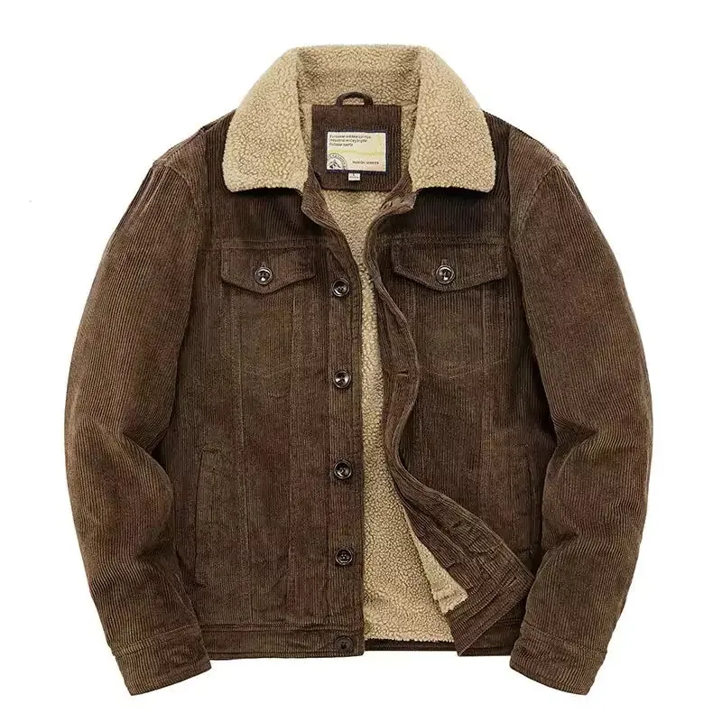 Men's Corduroy Bomber Jacket with Sherpa Lining