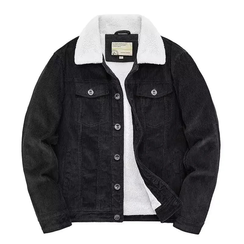 Men's Corduroy Bomber Jacket with Sherpa Lining