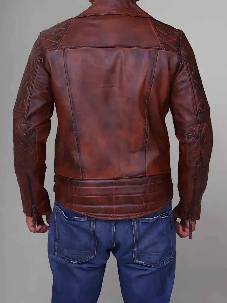 Men's Genuine Lambskin Leather Vintage Motorcycle Jacket