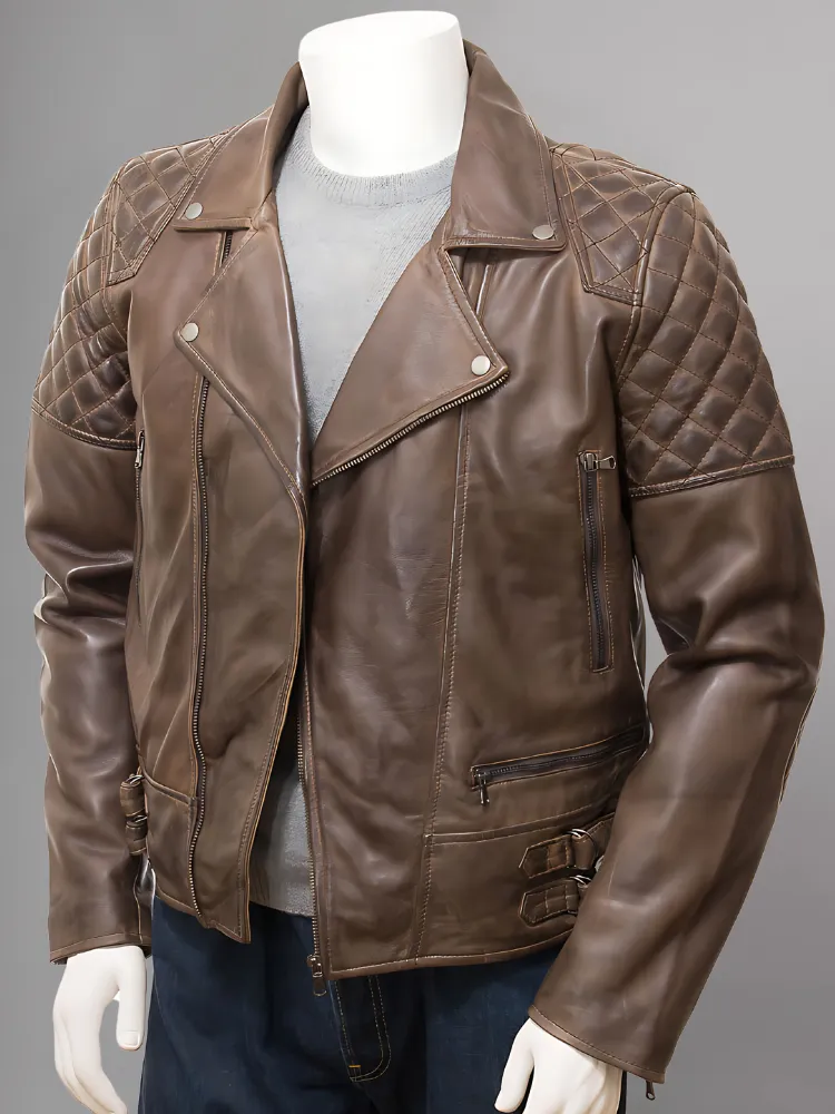 Men's Genuine Lambskin Leather Vintage Motorcycle Jacket