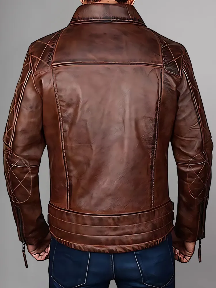 Men's Genuine Lambskin Leather Vintage Motorcycle Jacket